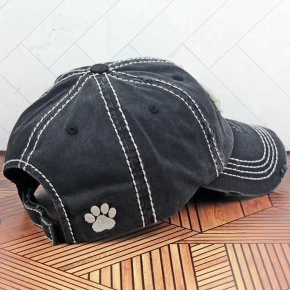 DISTRESSED BLACK PATRIOTIC PAW PRINT CAP - Picture 3 of 4